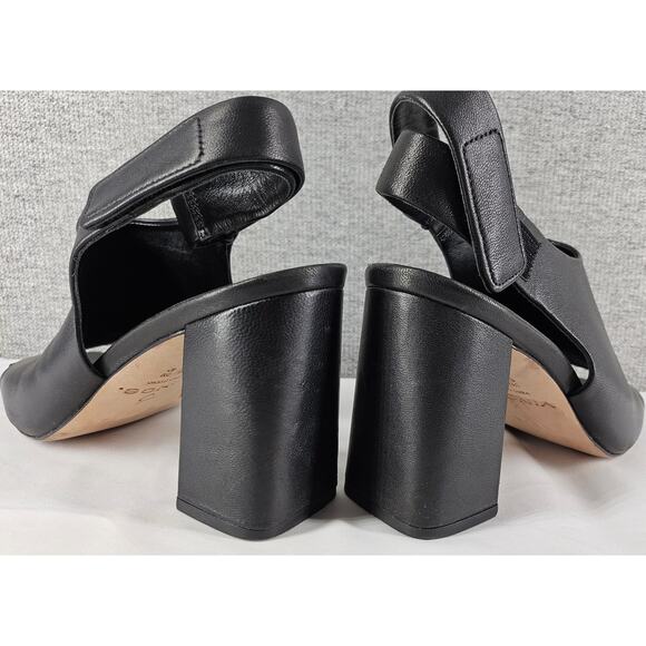 VINCE NIARA WOMEN'S BLACK SLINGBACK BLOCK HEEL SANDAL LEATHER SIZE 9M - Picture 3 of 12